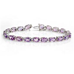 16.3 CTW Amethyst Bracelet 10K White Gold - REF-50A5X - 13888