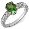 Image 1 : 2.68 CTW Green Tourmaline & Diamond Ring 14K White Gold - REF-70A9X - 11652