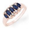 1.02 CTW Blue Sapphire & Diamond Ring 18K Rose Gold - REF-33N3Y - 12959