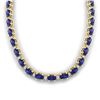 46.5 CTW Tanzanite & VS/SI Certified Diamond Eternity Necklace 10K Yellow Gold - REF-439F5N - 29437