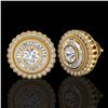 Image 2 : 2.61 CTW VS/SI Diamond Solitaire Art Deco Stud Earrings 18K Yellow Gold - REF-381X8T - 37084