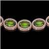 Image 4 : 48.14 CTW Peridot & Diamond Halo Necklace 10K Rose Gold - REF-756T5M - 40581