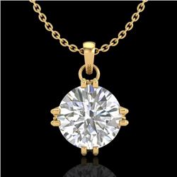 1 CTW VS/SI Diamond Solitaire Art Deco Stud Necklace 18K Yellow Gold - REF-294F2N - 36916