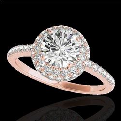 1.6 CTW H-SI/I Certified Diamond Solitaire Halo Ring 10K Rose Gold - REF-227F3N - 33671