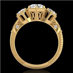 1.66 CTW VS/SI Diamond Solitaire Art Deco 3 Stone Ring 18K Yellow Gold - REF-445A5X - 37225