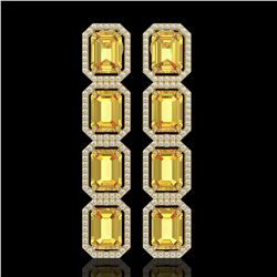 18.64 CTW Fancy Citrine & Diamond Halo Earrings 10K Yellow Gold - REF-184T2M - 41614