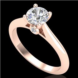 0.83 CTW VS/SI Diamond Solitaire Art Deco Ring 18K Rose Gold - REF-200K2W - 37284