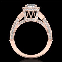 3.53 CTW Princess VS/SI Diamond Micro Pave 3 Stone Ring 18K Rose Gold - REF-618M2H - 37176