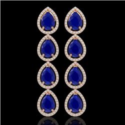 16.01 CTW Sapphire & Diamond Halo Earrings 10K Rose Gold - REF-186W5F - 41289