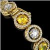 Image 4 : 13.76 CTW Canary Yellow & White Diamond Designer Bracelet 18K Yellow Gold - REF-1948W4F - 42601
