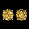 Image 1 : 1.97 CTW Certified Intense Yellow SI Diamond Solitaire Stud Earrings 10K Yellow Gold - REF-297A2X - 