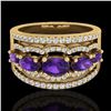 Image 1 : 2.25 CTW Amethyst & Micro Pave VS/SI Diamond Designer Ring 10K Yellow Gold - REF-66T9M - 20793