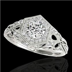 1.4 CTW H-SI/I Certified Diamond Solitaire Antique Ring 10K White Gold - REF-245N5Y - 34175