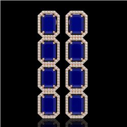 20.59 CTW Sapphire & Diamond Halo Earrings 10K Rose Gold - REF-213M8H - 41577