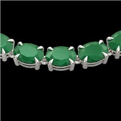 68 CTW Emerald Eternity Designer Inspired Tennis Necklace 14K White Gold - REF-234H9A - 23401