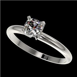 0.50 CTW Certified VS/SI Quality Cushion Cut Diamond Solitaire Ring 10K White Gold - REF-77M6H - 328