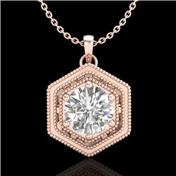 0.76 CTW VS/SI Diamond Solitaire Art Deco Stud Necklace 18K Rose Gold - REF-178Y2K - 36903