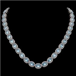 55.41 CTW Sky Topaz & Diamond Halo Necklace 10K White Gold - REF-636Y4K - 40583