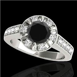 2 CTW Certified VS Black Diamond Solitaire Halo Ring 10K White Gold - REF-91A3X - 34489