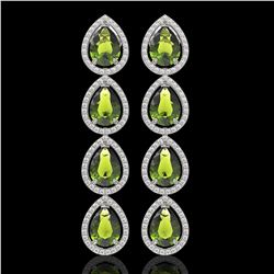 10.48 CTW Tourmaline & Diamond Halo Earrings 10K White Gold - REF-195W6F - 41303