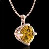 Image 4 : 1 CTW Intense Fancy Yellow Diamond Solitaire Art Deco Necklace 18K Rose Gold - REF-154A5X - 38079