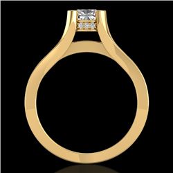1.7 CTW Cushion VS/SI Diamond Solitaire Micro Pave Ring 18K Yellow Gold - REF-472T8M - 37165