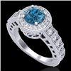 Image 1 : 1.53 CTW Fancy Intense Blue Diamond Solitaire Art Deco Ring 18K White Gold - REF-263H6A - 37649
