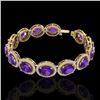 Image 2 : 24 CTW Amethyst & Micro Pave VS/SI Diamond Bracelet 10K Yellow Gold - REF-360H2A - 22679