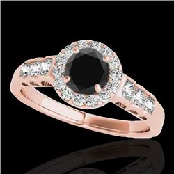 1.55 CTW Certified VS Black Diamond Solitaire Halo Ring 10K Rose Gold - REF-74N5Y - 34364