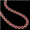 Image 2 : 64.01 CTW Ruby & Diamond Halo Necklace 10K Yellow Gold - REF-785X8T - 41191