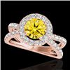 Image 1 : 2.01 CTW Certified Si/I Fancy Intense Yellow Diamond Solitaire Halo Ring 10K Rose Gold - REF-209T3M 