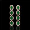 Image 1 : 6.47 CTW Emerald & Diamond Halo Earrings 10K Rose Gold - REF-114W2F - 40503