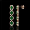 Image 2 : 6.47 CTW Emerald & Diamond Halo Earrings 10K Rose Gold - REF-114W2F - 40503