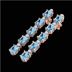 5 CTW Aquamarine & VS/SI Diamond Tennis Earrings 10K Rose Gold - REF-54F4N - 21511