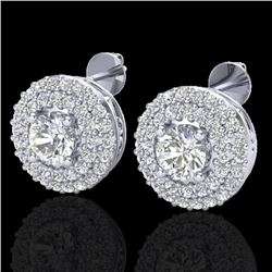 1.20 CTW Micro Pave VS/SI Diamond Earrings 18K White Gold - REF-118N2Y - 20197