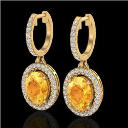 3.50 CTW Citrine & Micro Pave VS/SI Diamond Earrings Halo 18K Yellow Gold - REF-94W5F - 20321