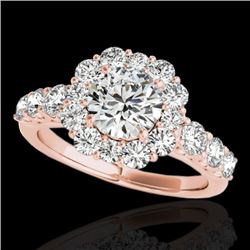 2.9 CTW H-SI/I Certified Diamond Solitaire Halo Ring 10K Rose Gold - REF-413N3Y - 33392