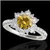 Image 1 : 2 CTW Certified Si/I Fancy Intense Yellow Diamond Solitaire Halo Ring 10K White Gold - REF-200N2Y - 