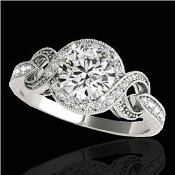 1.33 CTW H-SI/I Certified Diamond Solitaire Halo Ring 10K White Gold - REF-159N6Y - 33805