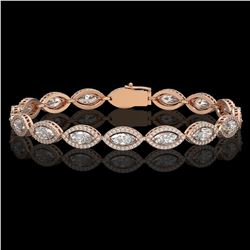 10.61 CTW Marquise Diamond Designer Bracelet 18K Rose Gold - REF-1946W2F - 42654