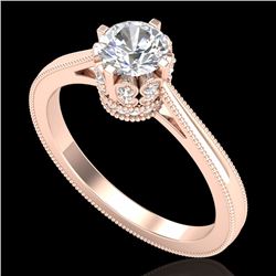 0.81 CTW VS/SI Diamond Solitaire Art Deco Ring 18K Rose Gold - REF-135X8T - 36825