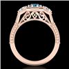 Image 4 : 1.05 CTW Intense Blue Diamond Solitaire Art Deco 3 Stone Ring 18K Rose Gold - REF-161N8Y - 37951