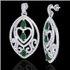 Image 2 : 7 CTW Emerald & Micro Pave VS/SI Diamond Heart Earrings Designer 18K White Gold - REF-381W8F - 21153