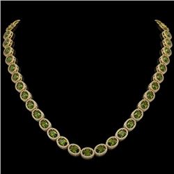 31.1 CTW Tourmaline & Diamond Halo Necklace 10K Yellow Gold - REF-600F2N - 40423