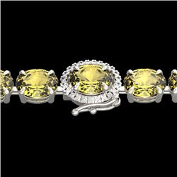 29 CTW Citrine & VS/SI Diamond Tennis Micro Pave Halo Bracelet 14K White Gold - REF-117Y3K - 23418