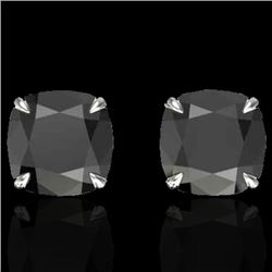 6 CTW Cushion Cut Black VS/SI Diamond Designer Stud Earrings 18K White Gold - REF-141Y8K - 21735