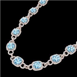 66 CTW Topaz & Micro VS/SI Diamond Eternity Necklace 14K Rose Gold - REF-805N3Y - 23053