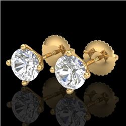 1.5 CTW VS/SI Diamond Solitaire Art Deco Stud Earrings 18K Yellow Gold - REF-309A3X - 37303