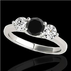 3 CTW Certified VS Black Diamond 3 Stone Solitaire Ring 10K White Gold - REF-180N2Y - 35397