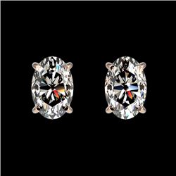 1 CTW Certified VS/SI Quality Oval Diamond Solitaire Stud Earrings 10K Rose Gold - REF-147W2F - 3306